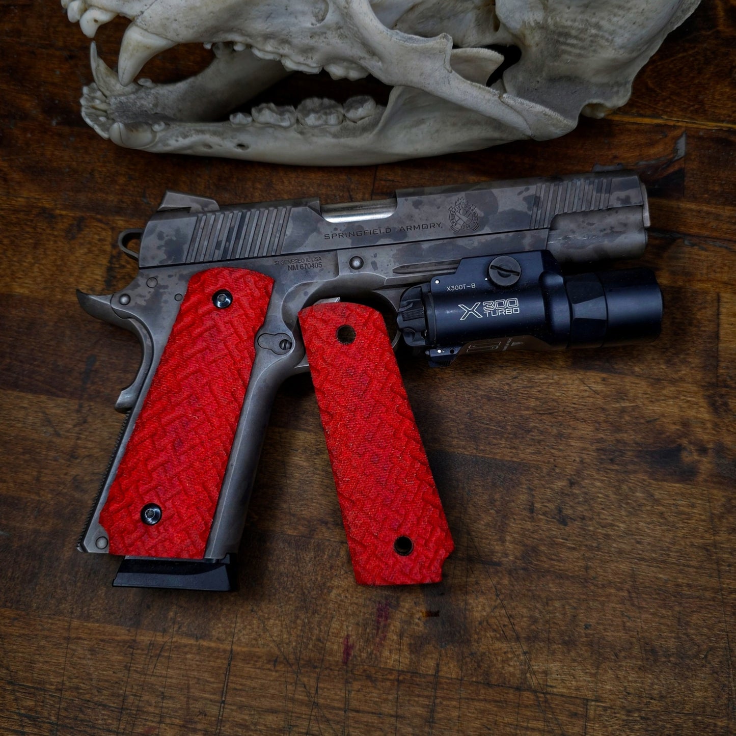 Full size red Micarta 1911 grips